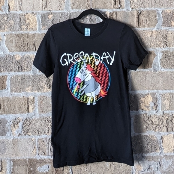 Pacific Tops - Green Day Rainbow Unicorn Graphic Tee Father of All Pacific Punk Indie